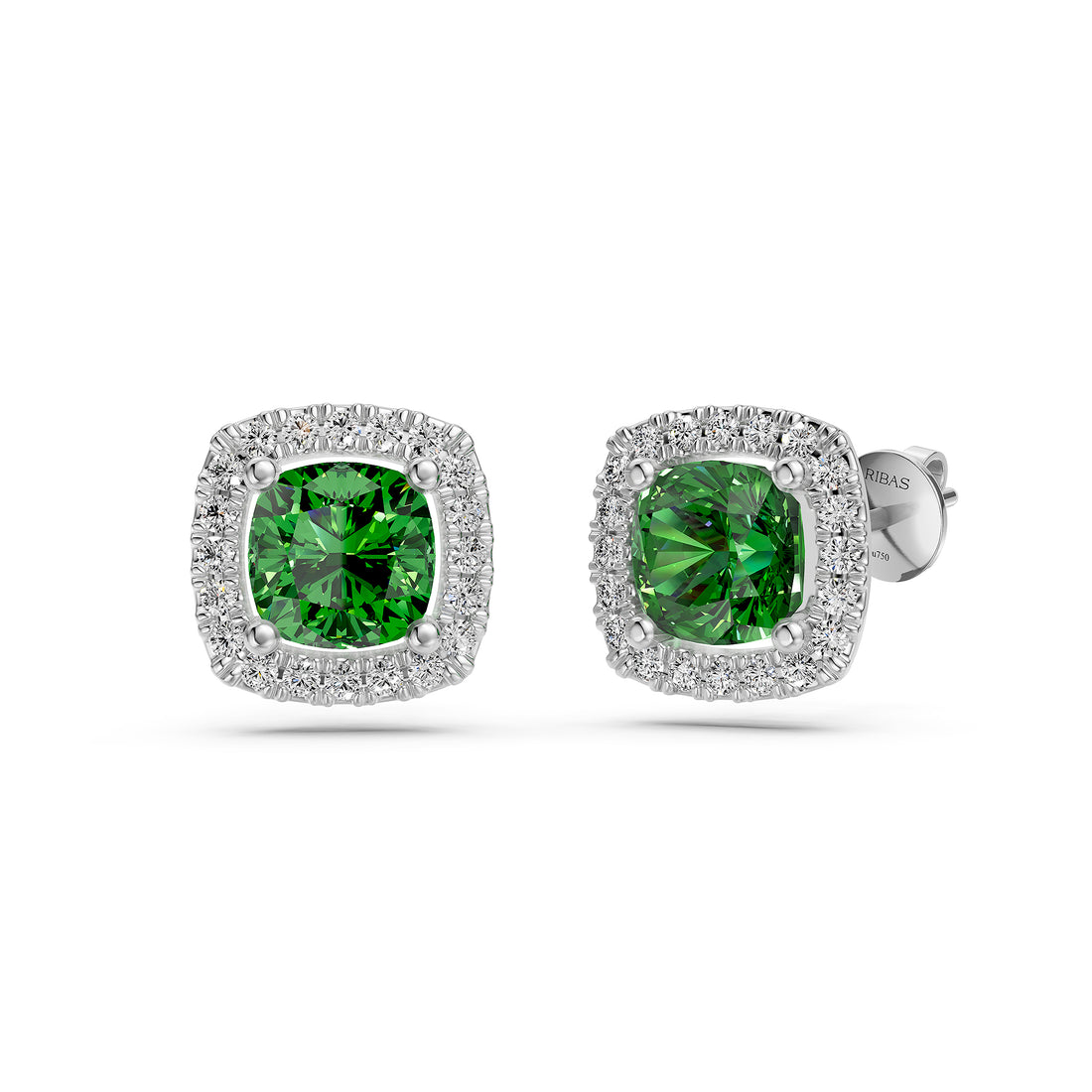 Diamond Earrings in White Gold with Tsavorites