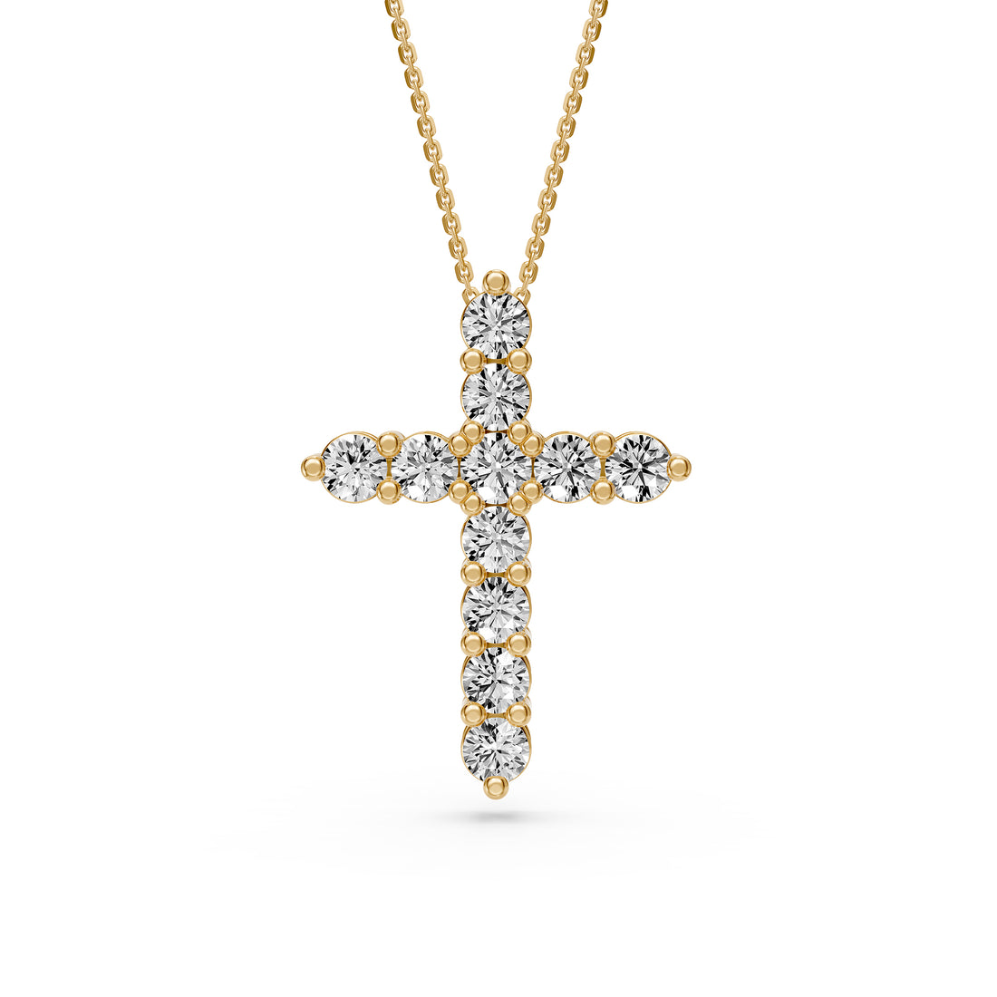 Diamond Cross Necklace in Yellow Gold