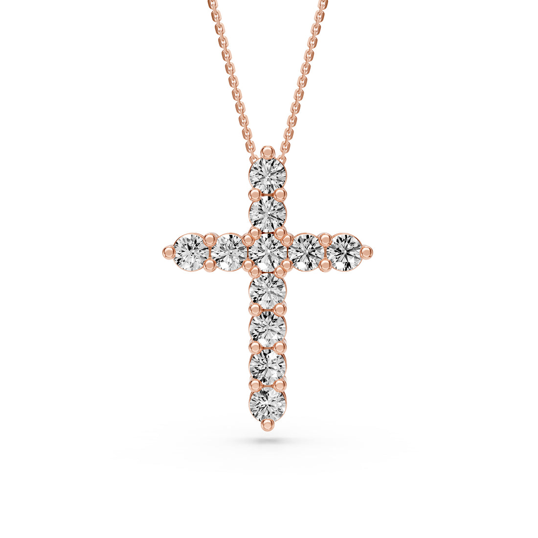 Diamond Cross Necklace in Rose Gold