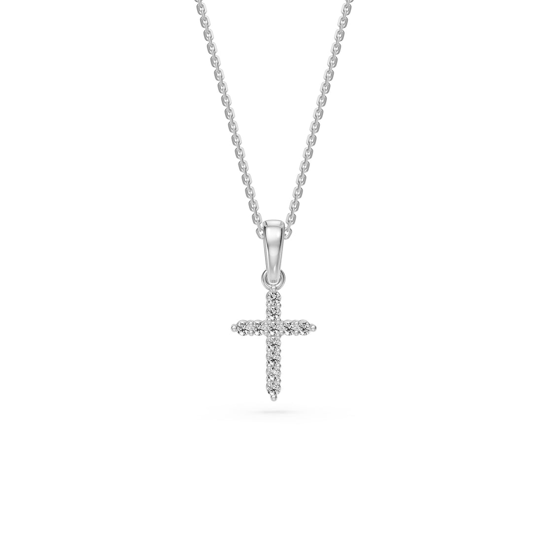 Diamond Cross Necklace in White Gold