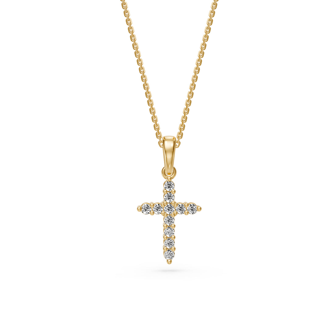 Diamond Cross Necklace in Yellow Gold