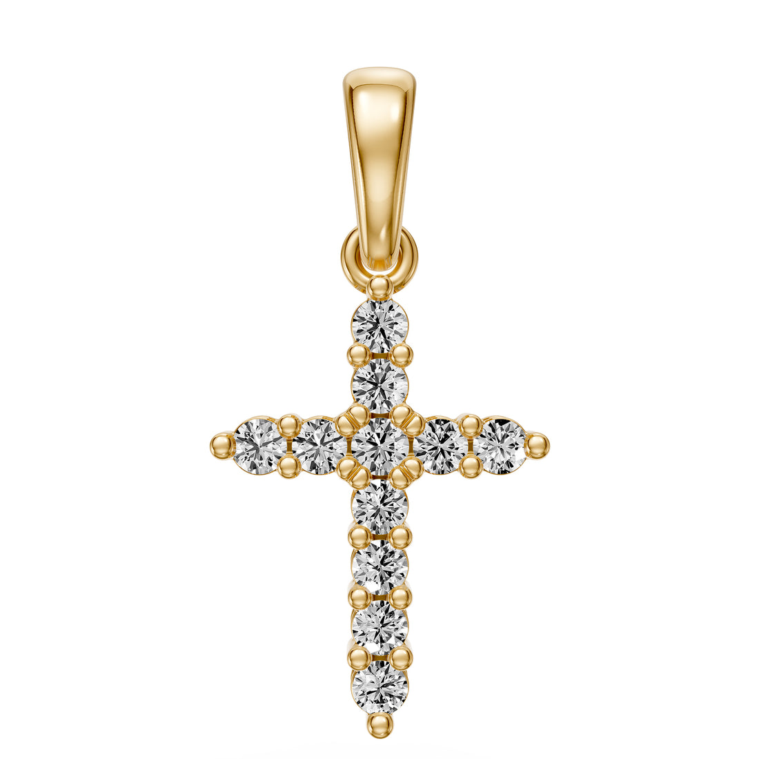 Diamond Cross Necklace in Yellow Gold