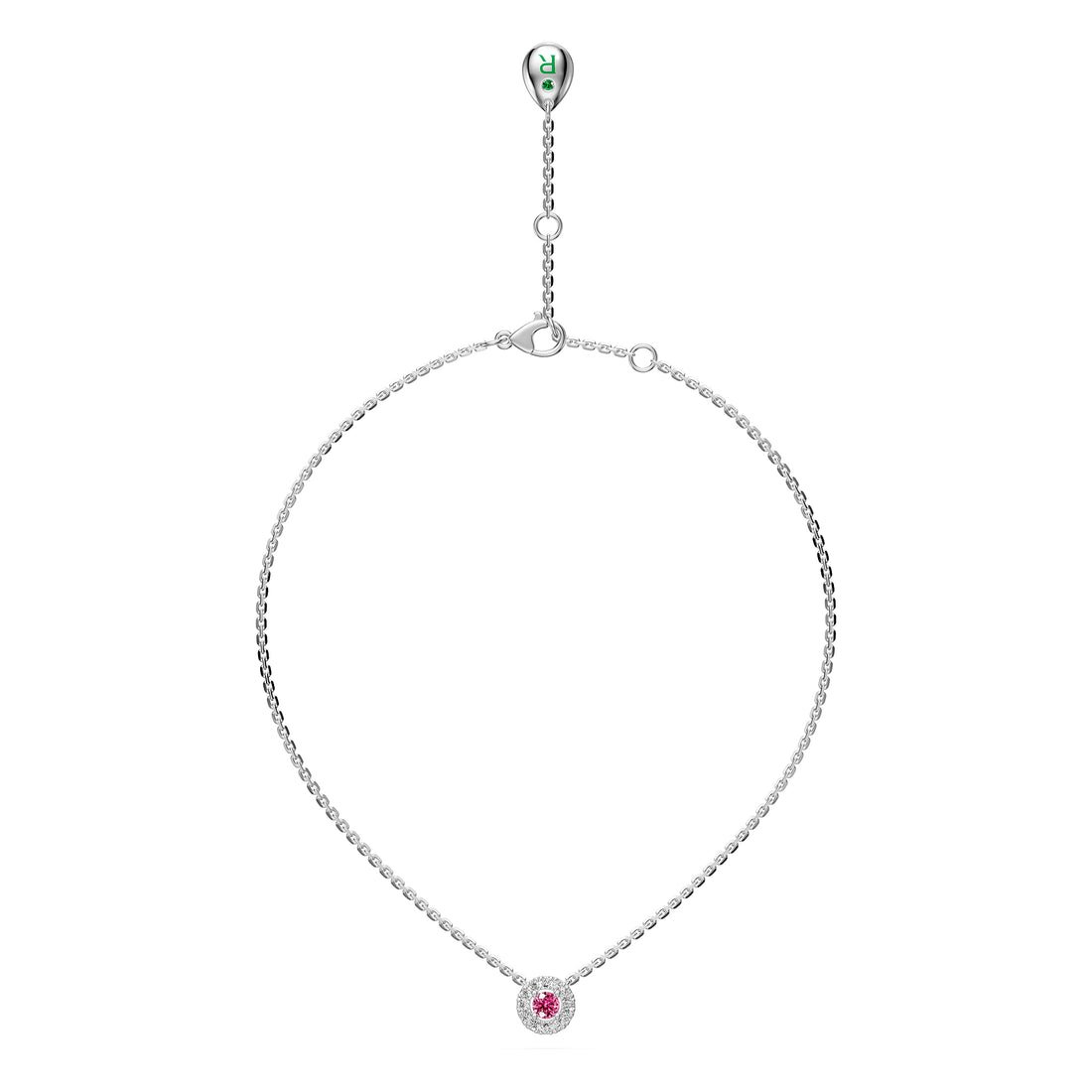 Pink Sapphires and Diamond Halo Necklace