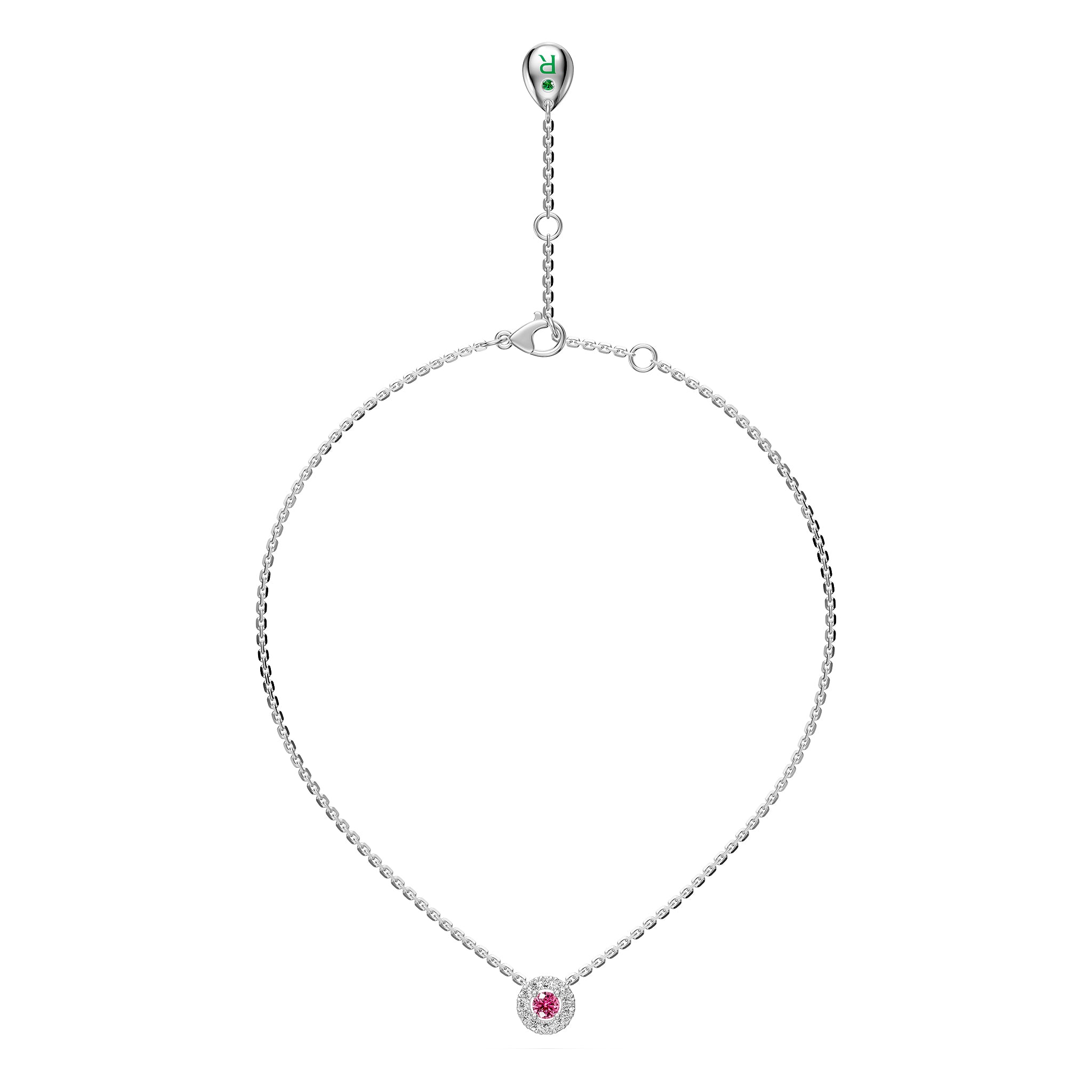 Pink Sapphires and Diamond Halo Necklace