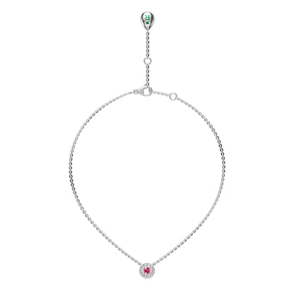 Pink Sapphires and Diamond Halo Necklace