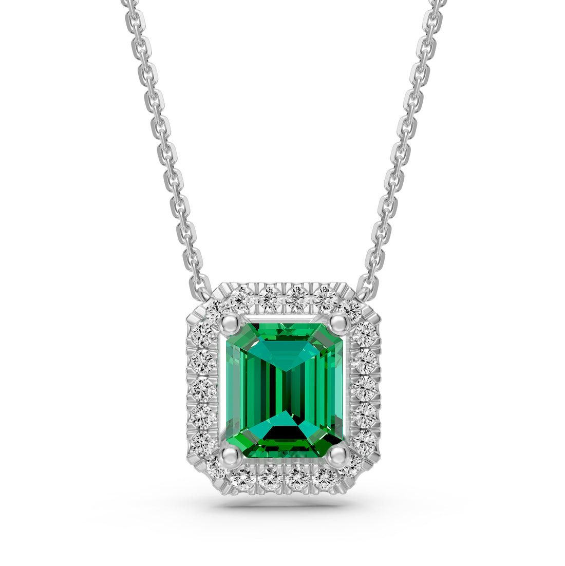 White Gold Necklace with Tsavorite Stone