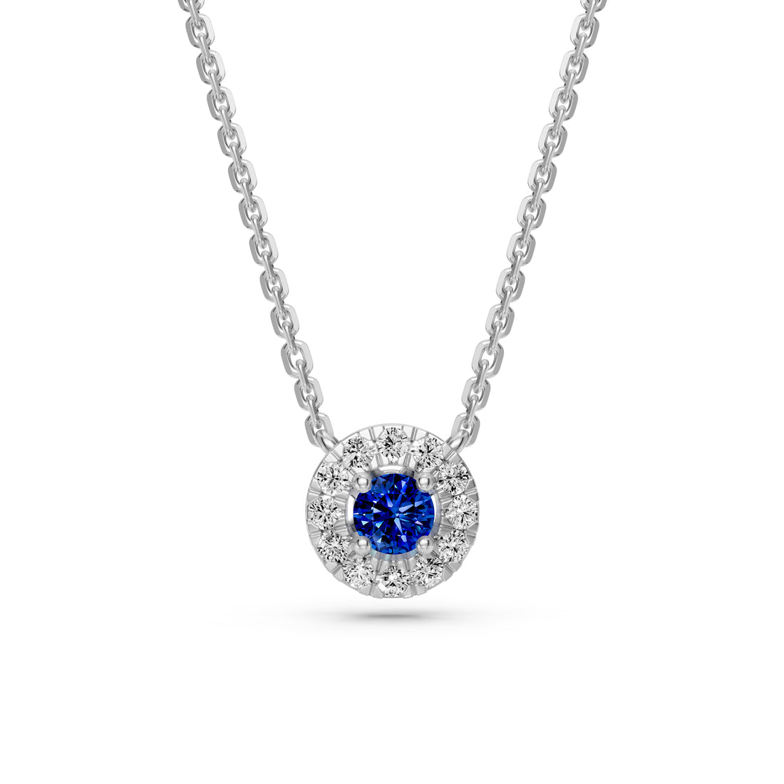 Diamond Necklace with Blue Sapphire