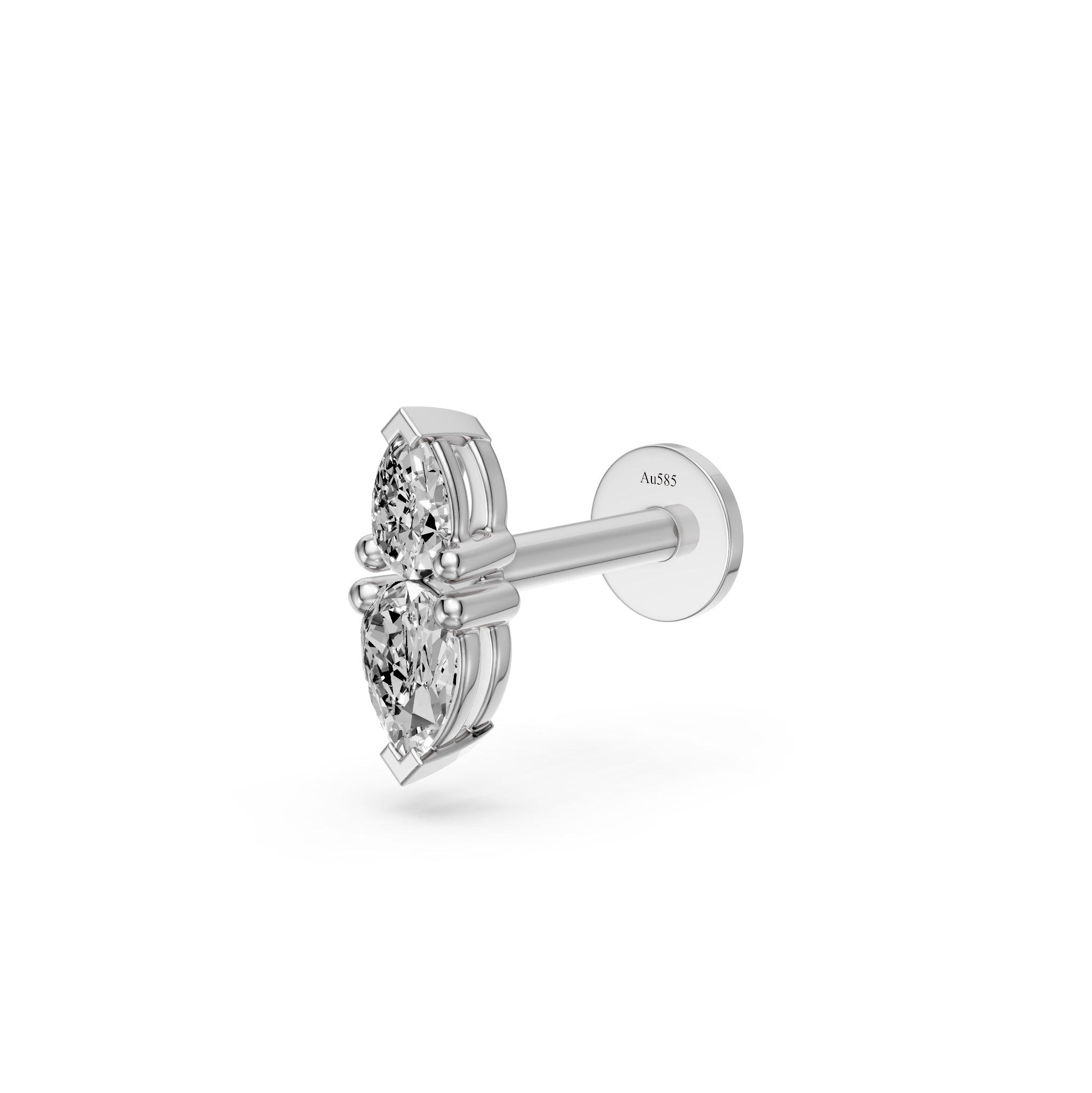 Double Marquise Piercing Stud in White Gold