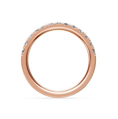 Rožinio aukso žiedas su deimantais