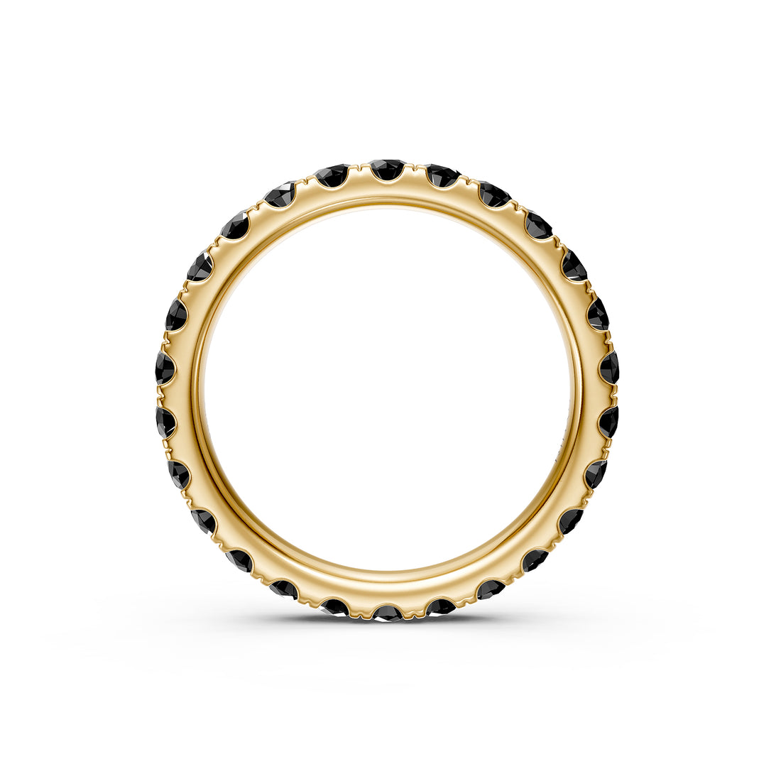 Geltono aukso žiedas su juodu deimantu