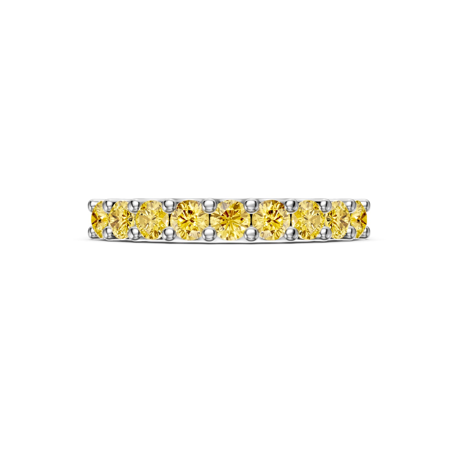 Yellow Sapphire Band Ring in White Gold