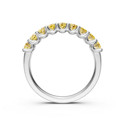 Yellow Sapphire Band Ring in White Gold