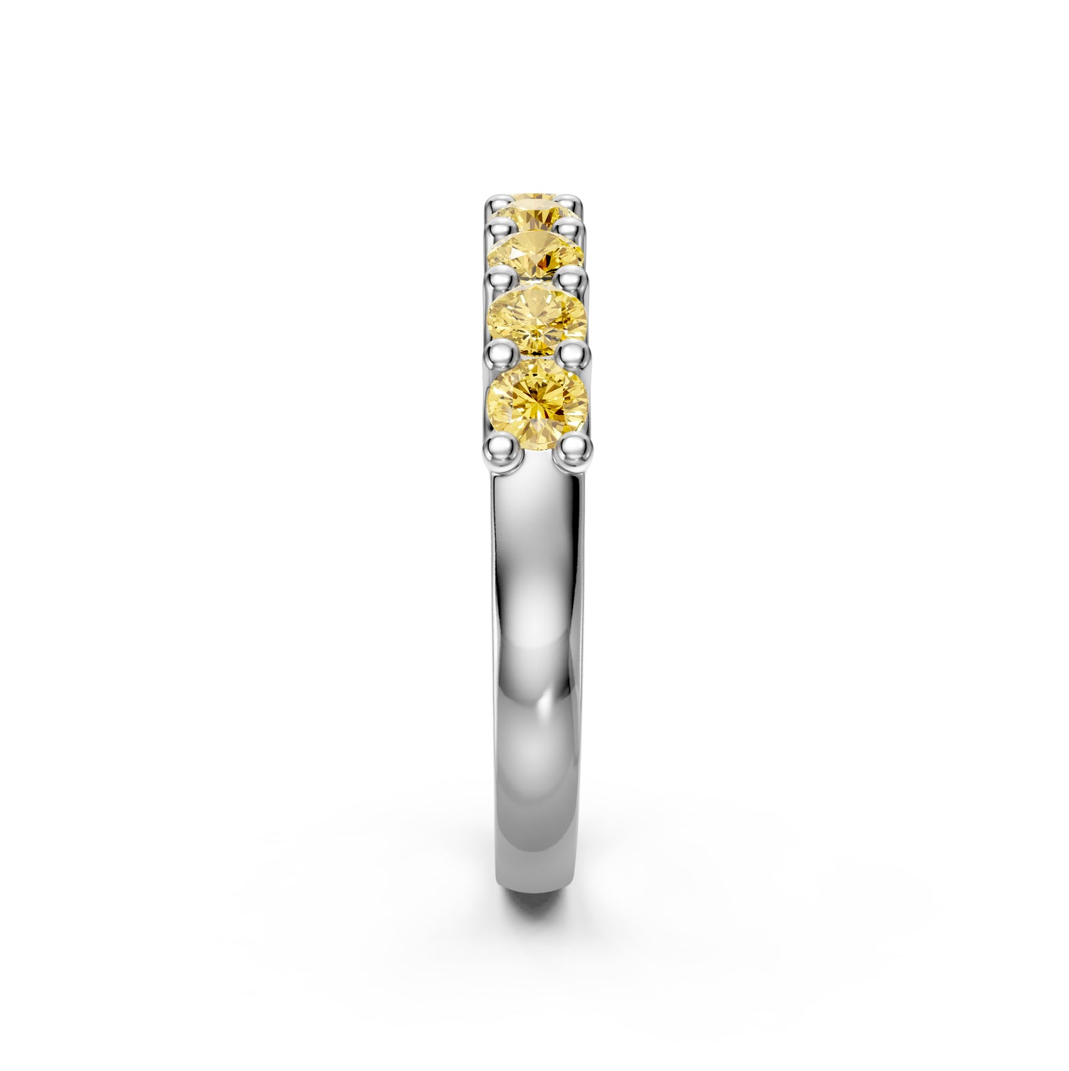 Yellow Sapphire Band Ring in White Gold
