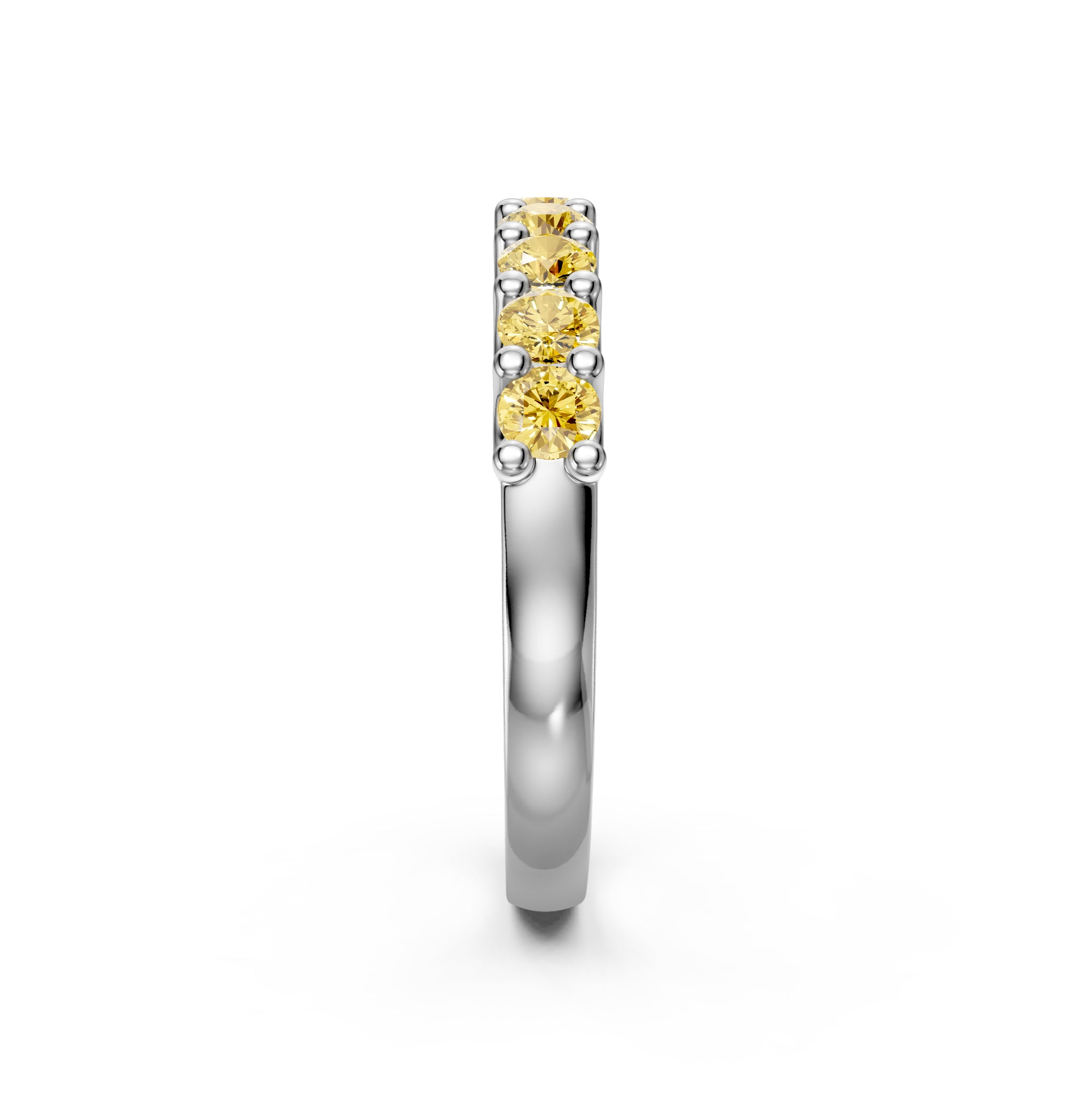 Yellow Sapphire Band Ring in White Gold