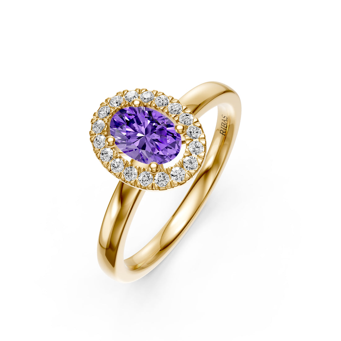 Diamond Ring with Tanzanite in Yellow Gold