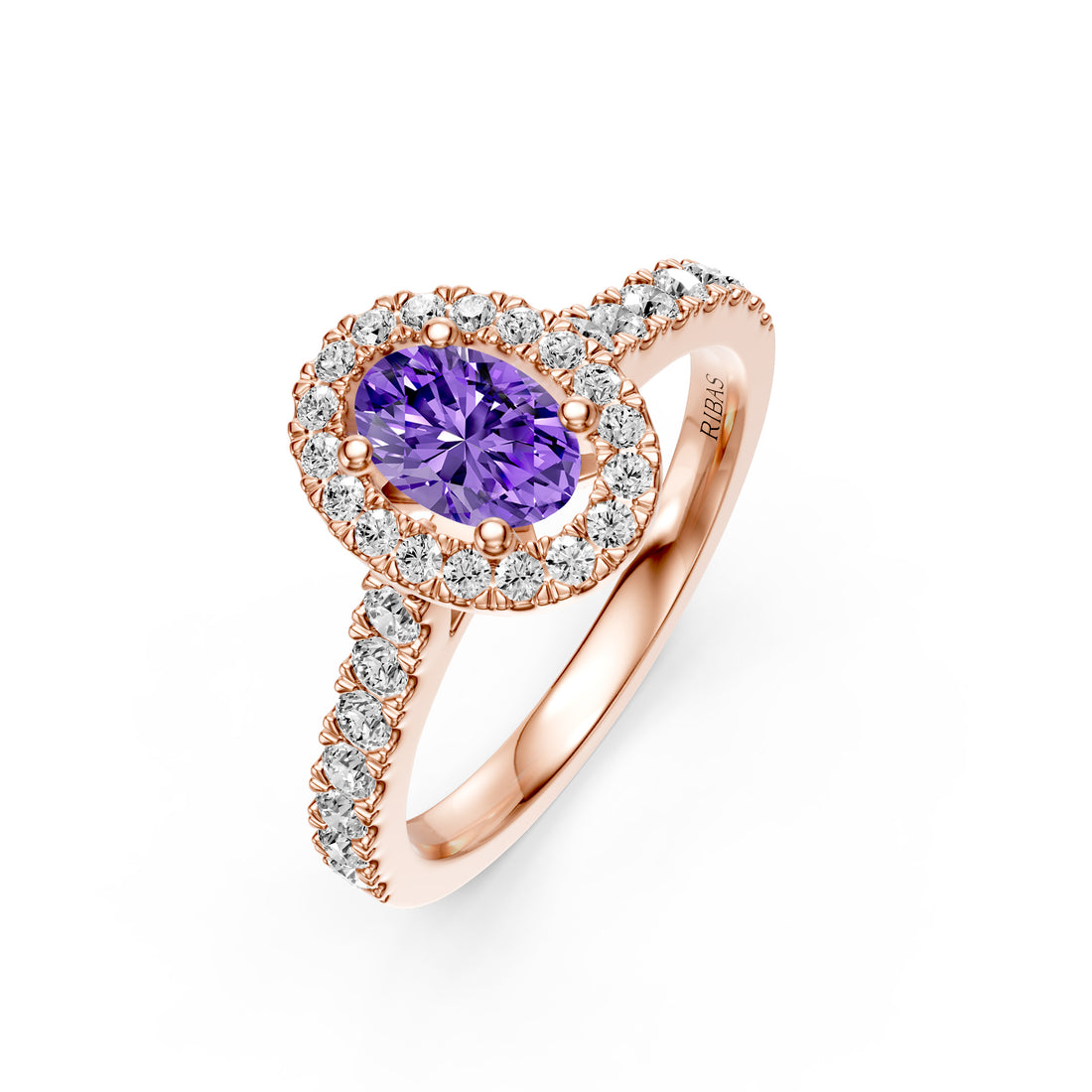 Diamond Ring with Tanzanite in Rose Gold