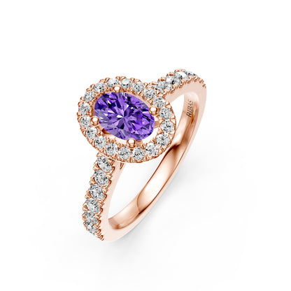 Diamond Ring with Tanzanite in Rose Gold