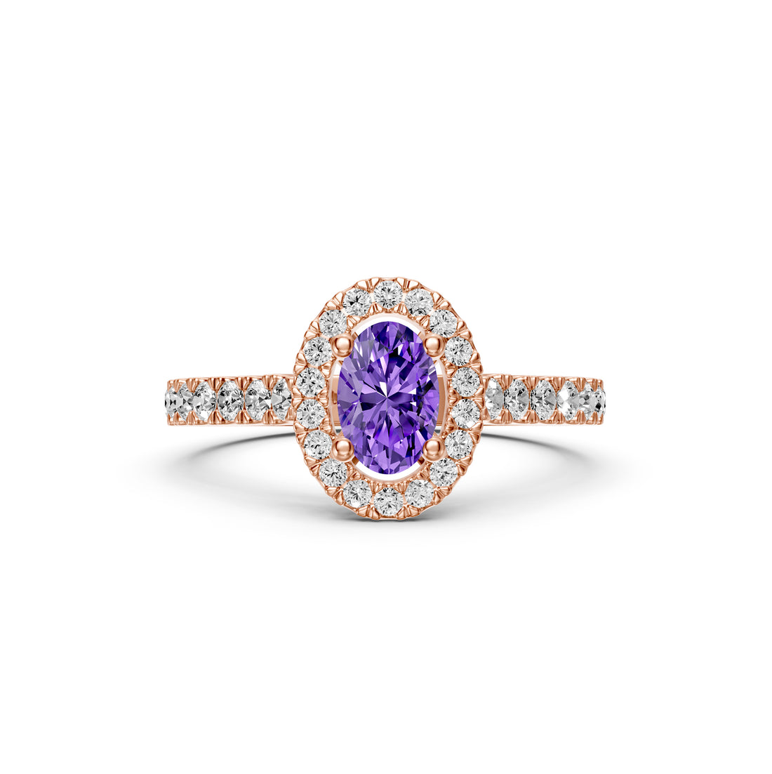 Diamond Ring with Tanzanite in Rose Gold
