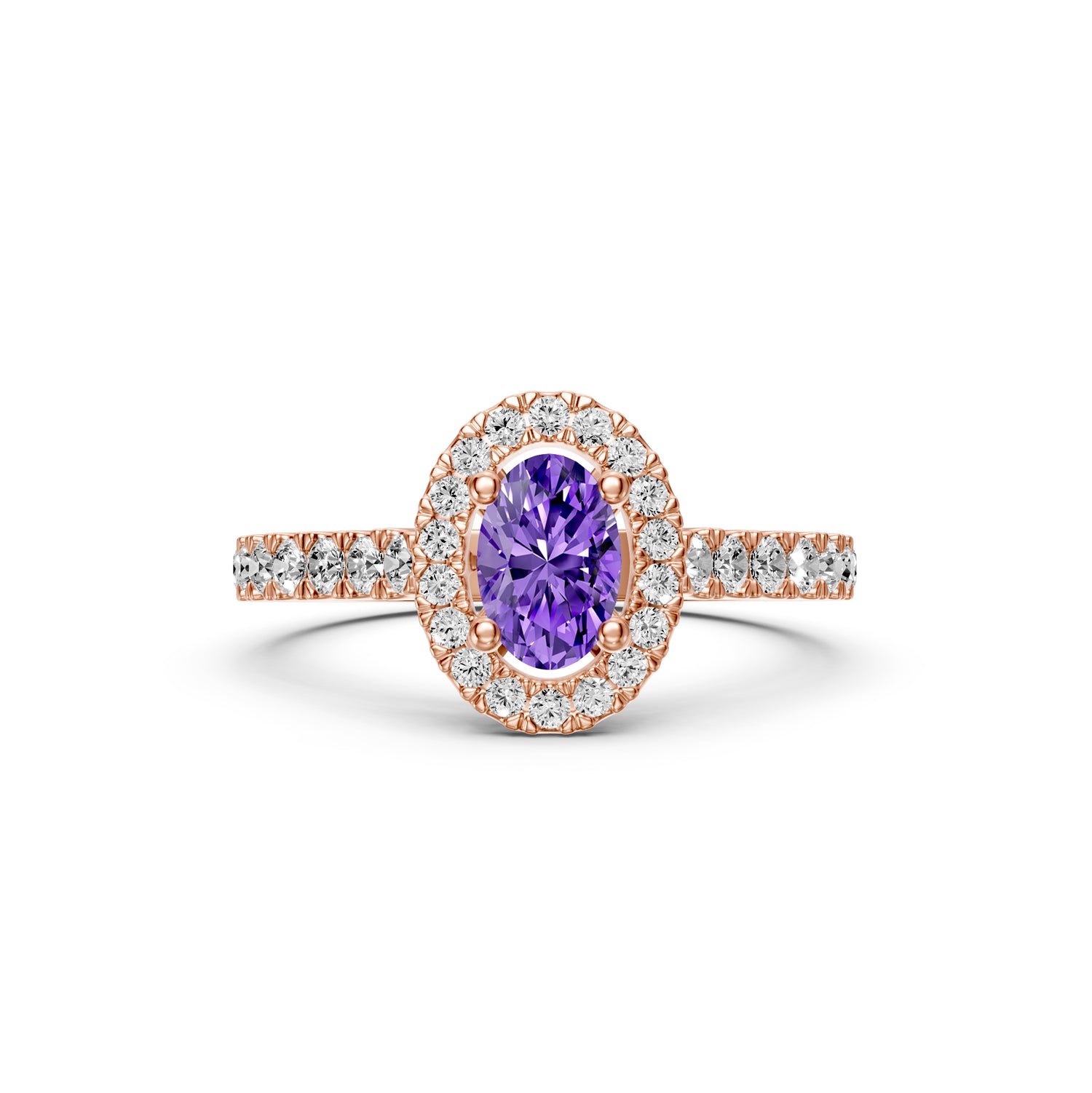 Diamond Ring with Tanzanite in Rose Gold