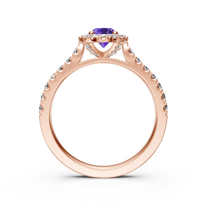Diamond Ring with Tanzanite in Rose Gold