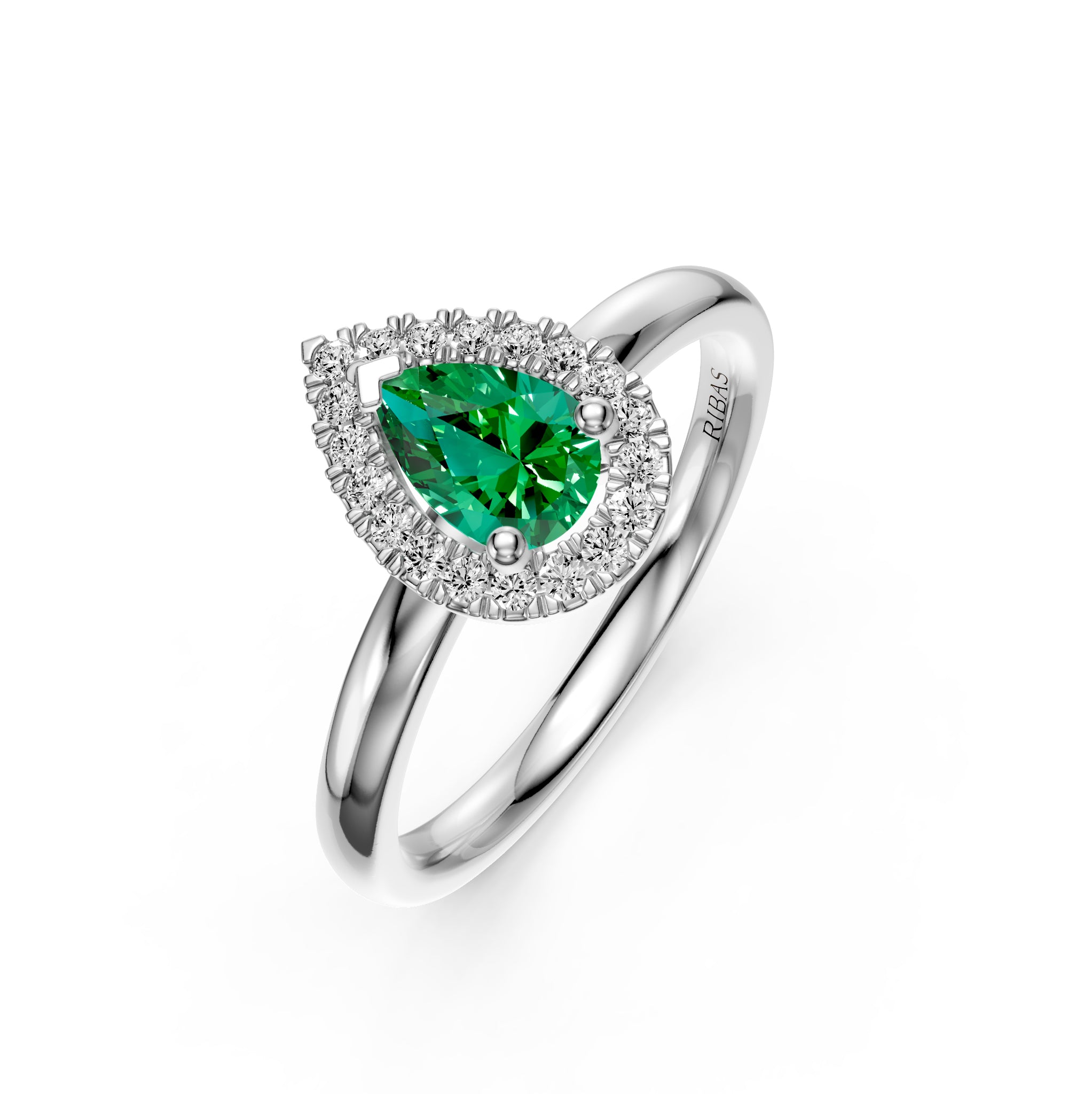 Diamond Ring with Tsavorite in White Gold