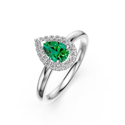 Diamond Ring with Tsavorite in White Gold