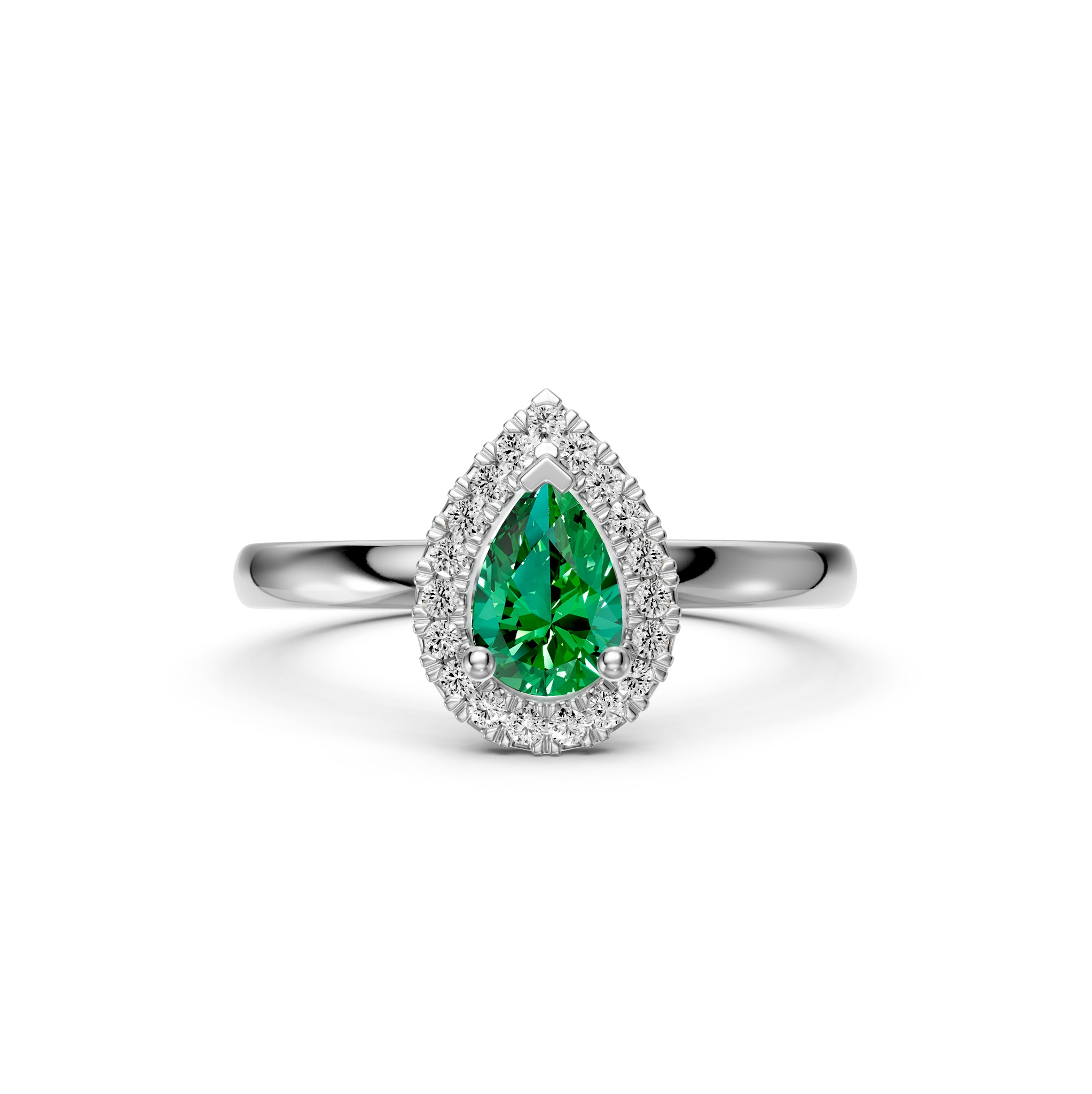Diamond Ring with Tsavorite in White Gold