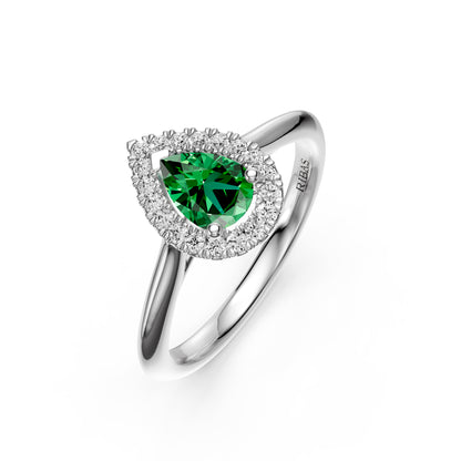 Diamond Ring with Tsavorite in White Gold