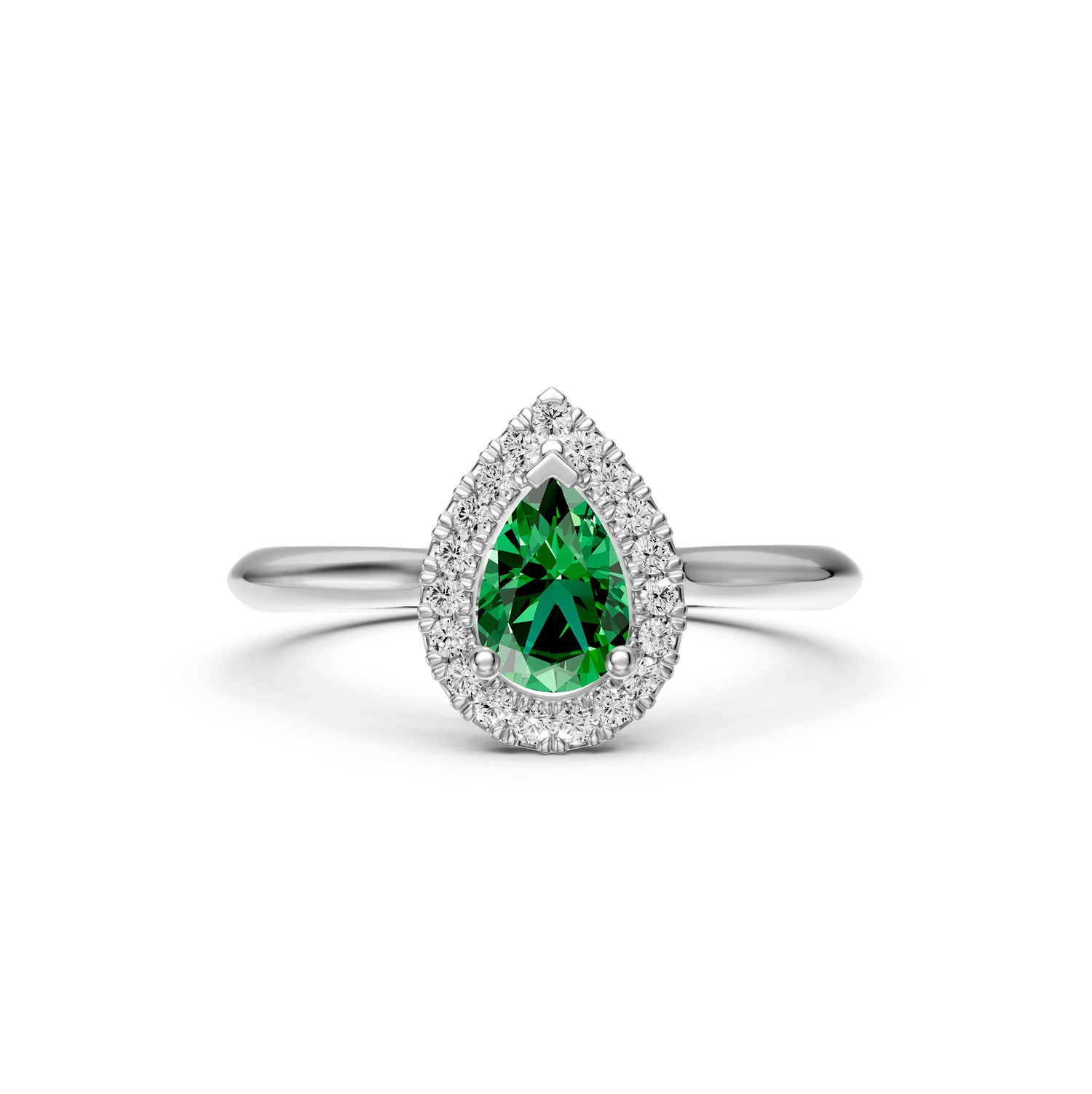 Diamond Ring with Tsavorite in White Gold