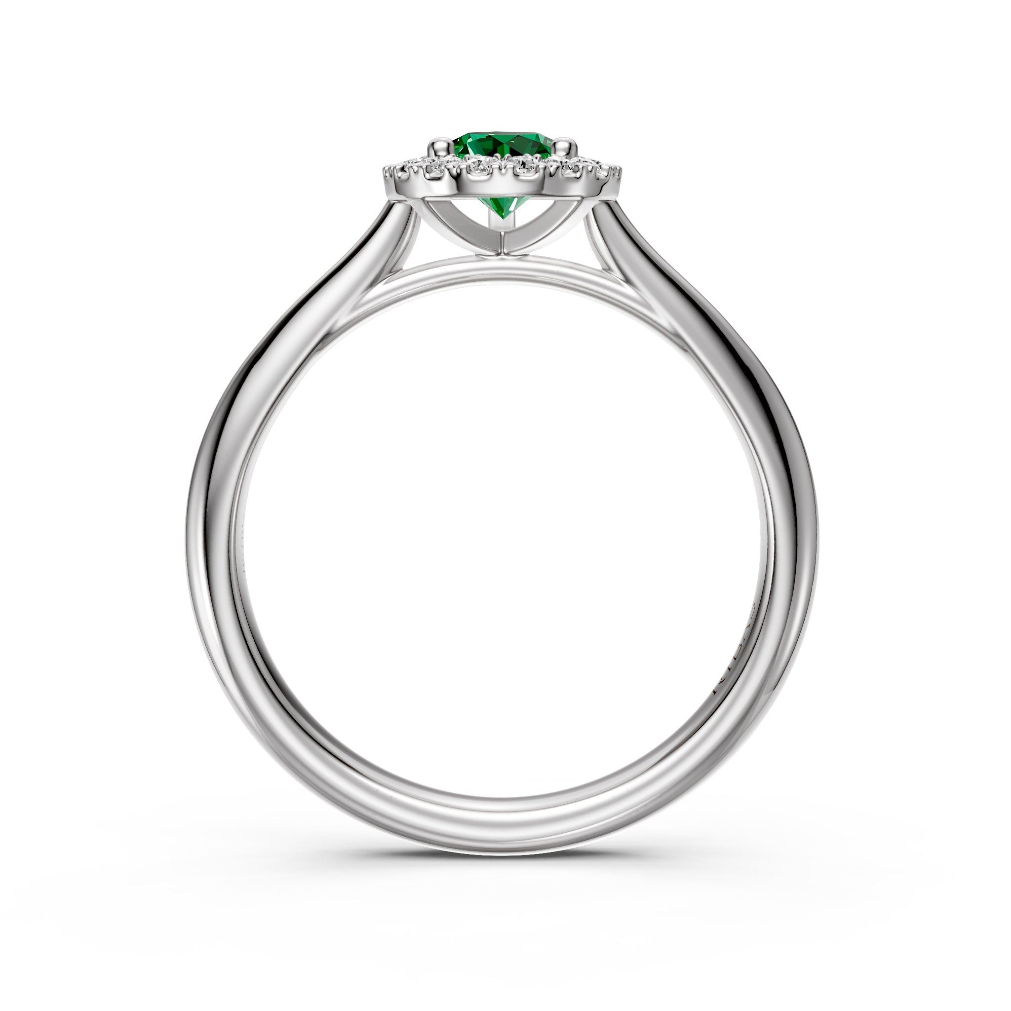 Diamond Ring with Tsavorite in White Gold