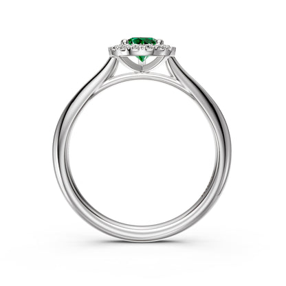 Diamond Ring with Tsavorite in White Gold