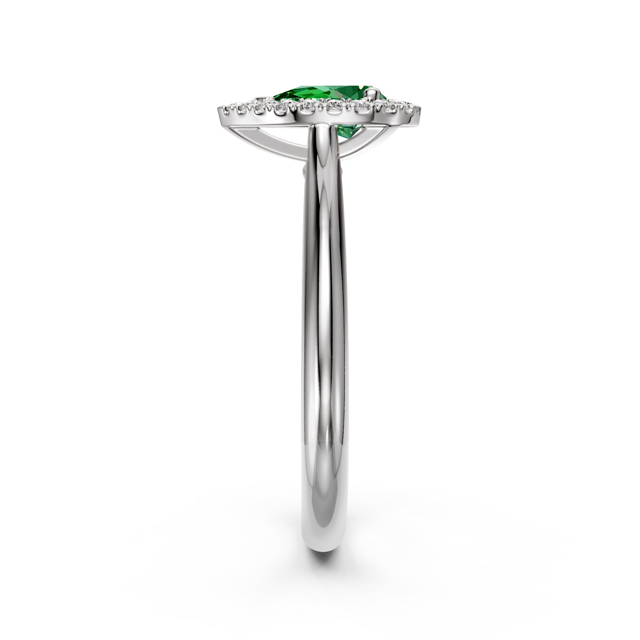 Diamond Ring with Tsavorite in White Gold