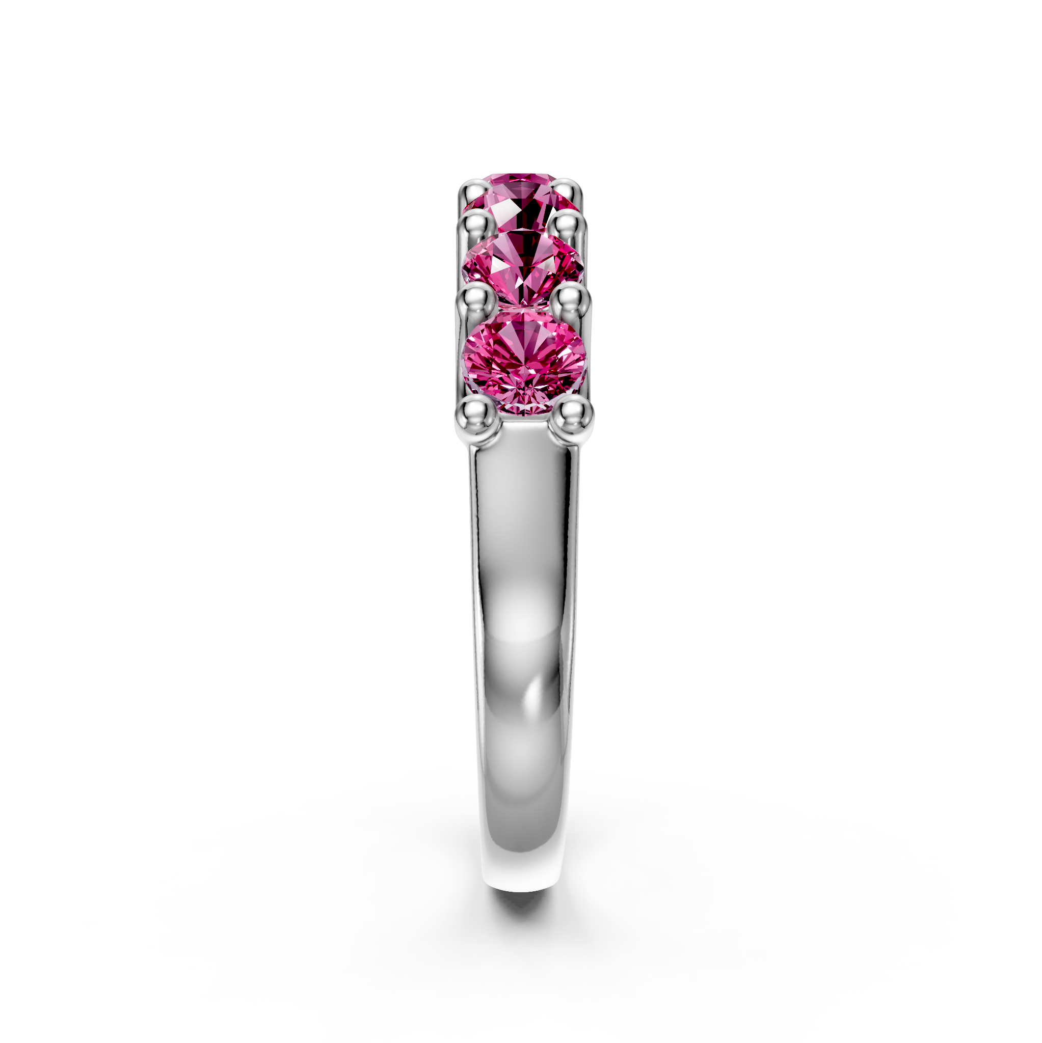 Pink Sapphire Band Ring in White Gold