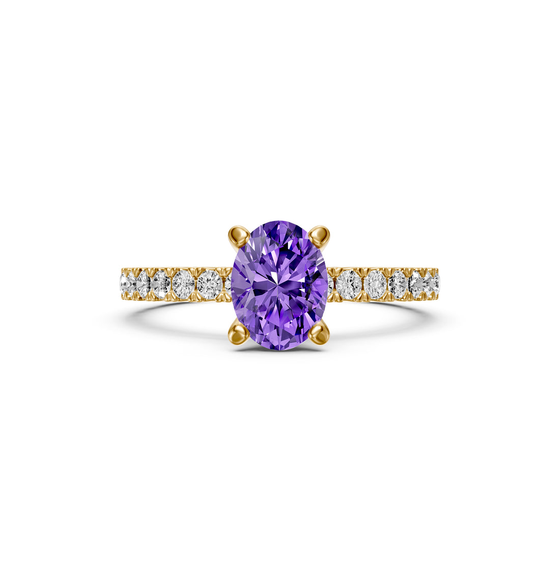 Diamond Ring with Tanzanite in Yellow Gold