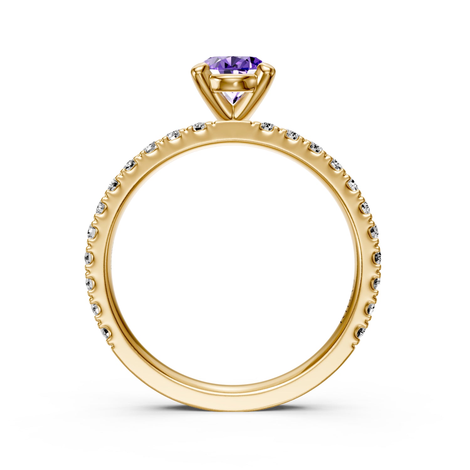 Diamond Ring with Tanzanite in Yellow Gold