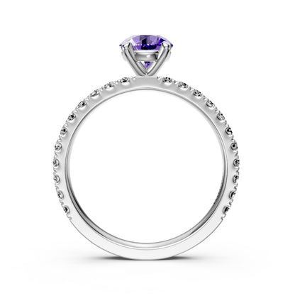 Diamond Ring with Tanzanite in White Gold