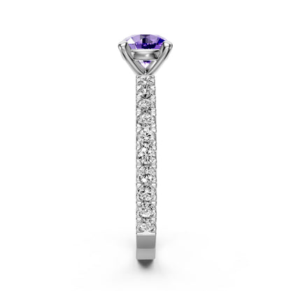 Diamond Ring with Tanzanite in White Gold