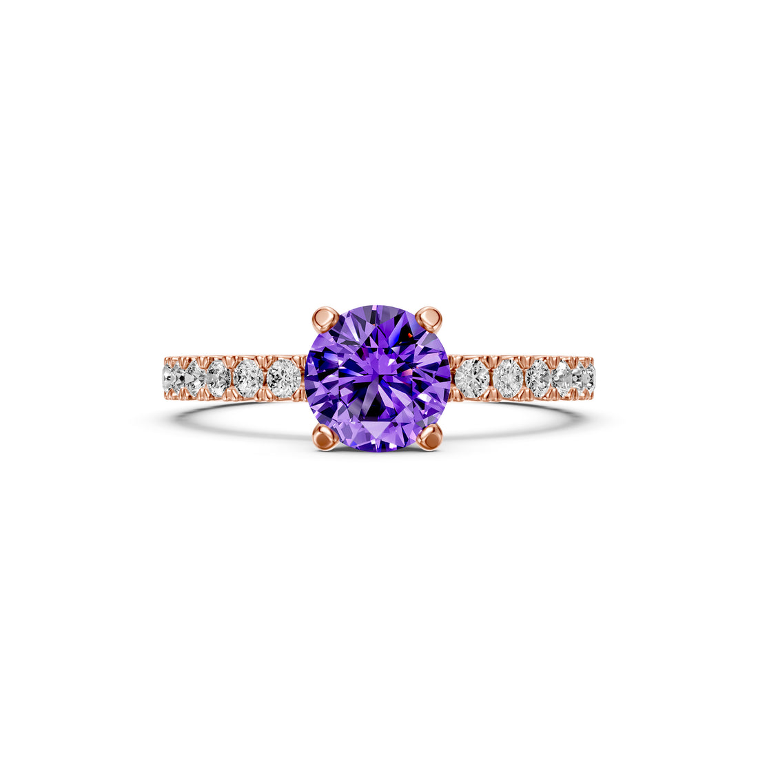 Diamond Ring with Tanzanite in Rose Gold