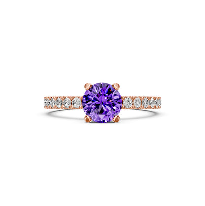 Diamond Ring with Tanzanite in Rose Gold