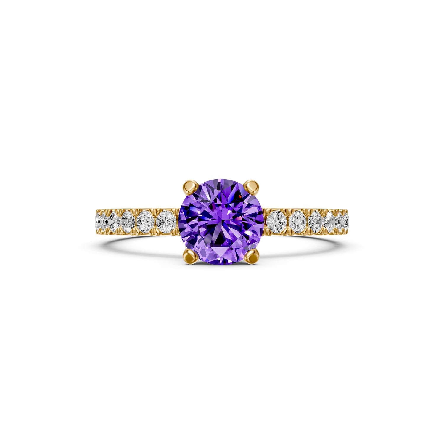 Diamond Ring with Tanzanite in Yellow Gold