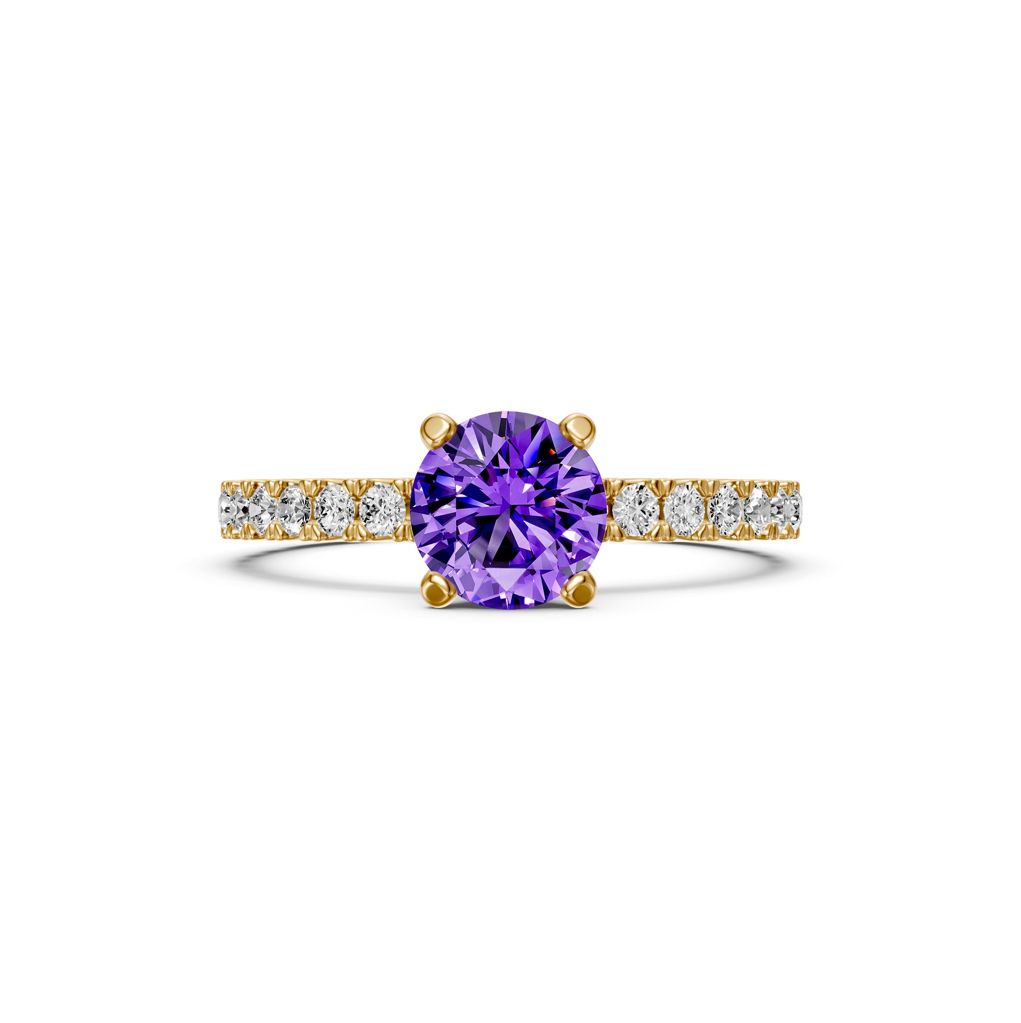 Diamond Ring with Tanzanite in Yellow Gold