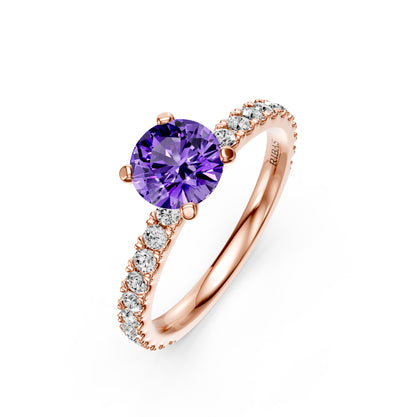 Diamond Ring with Tanzanite in Rose Gold