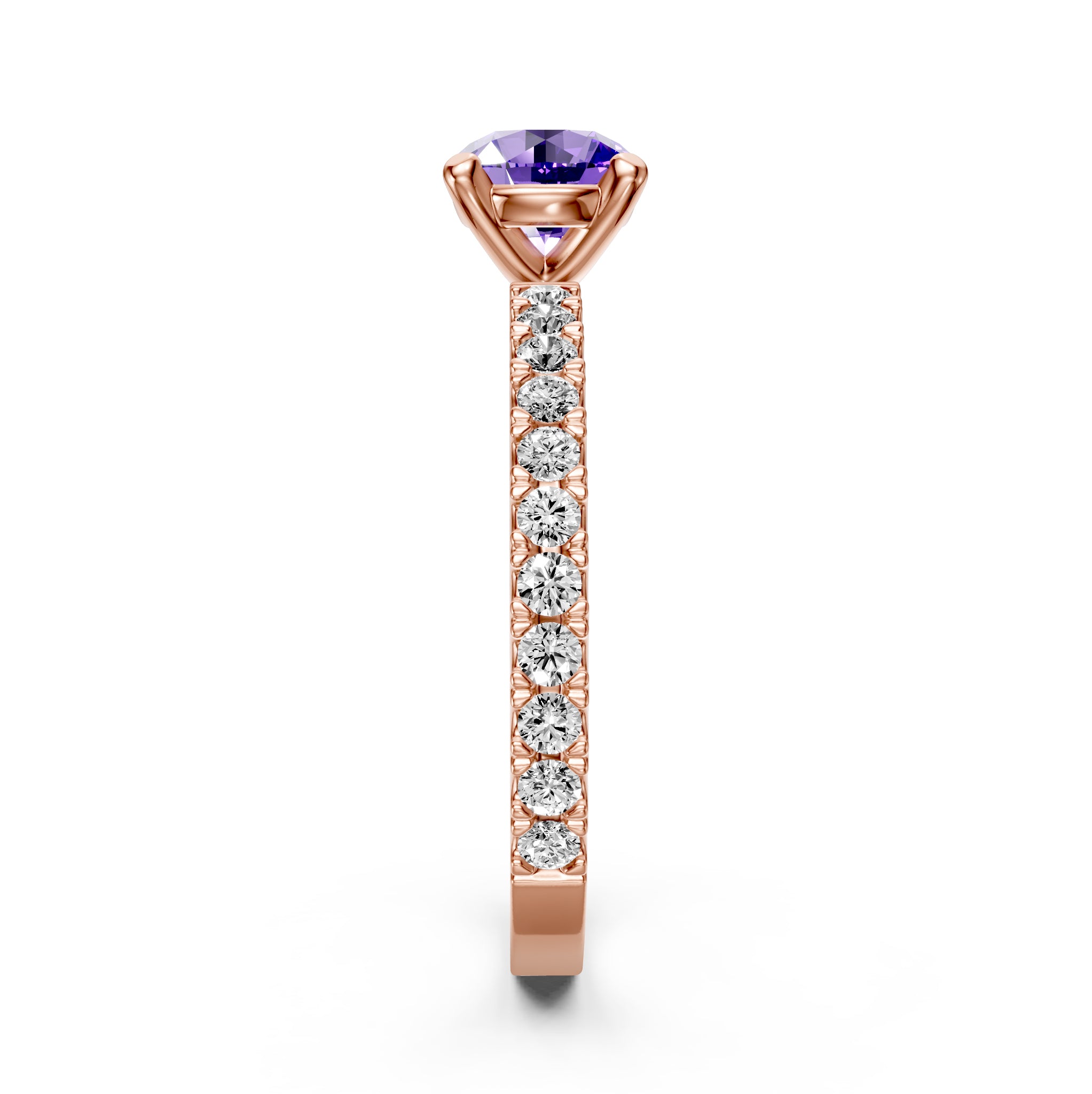 Diamond Ring with Tanzanite in Rose Gold