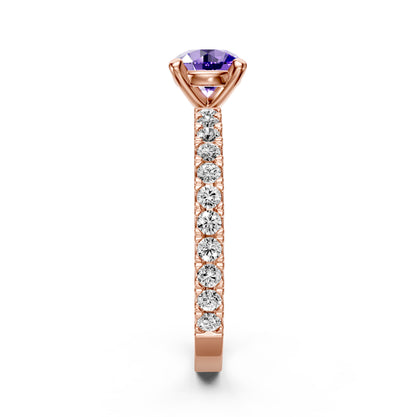 Diamond Ring with Tanzanite in Rose Gold