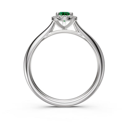Diamond Ring with Tsavorites in White Gold