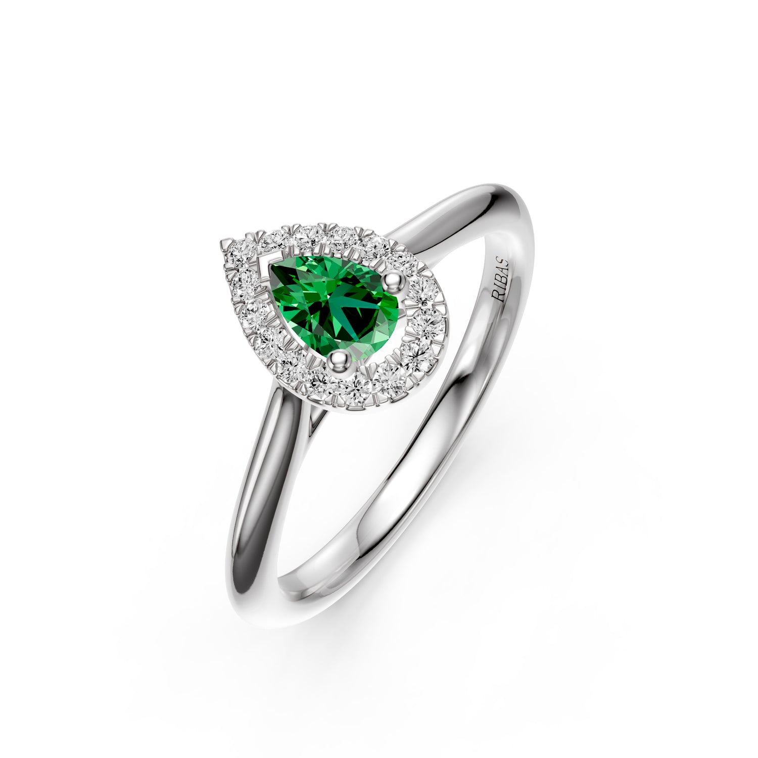 Diamond Ring with Tsavorites in White Gold