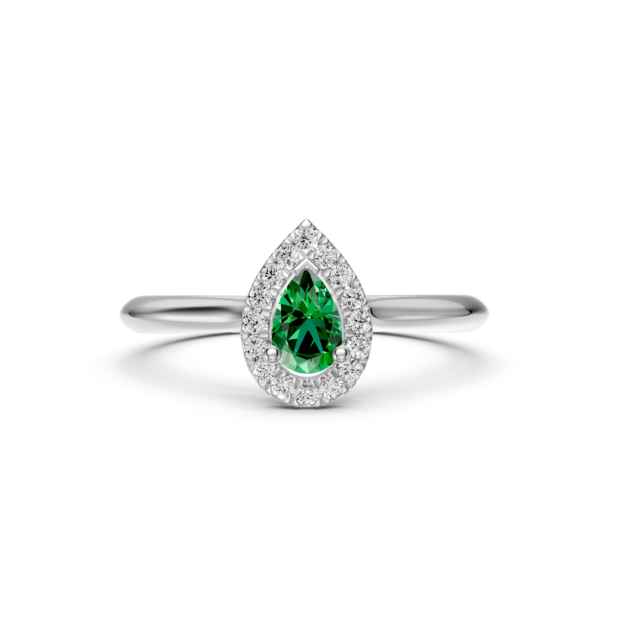 Diamond Ring with Tsavorites in White Gold