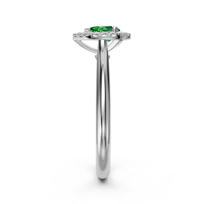 Diamond Ring with Tsavorites in White Gold