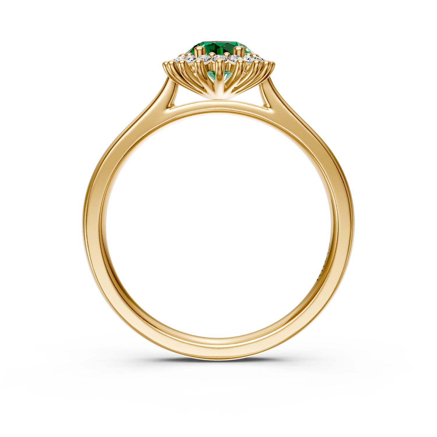 Diamond Ring with Tsavorite in Yellow Gold