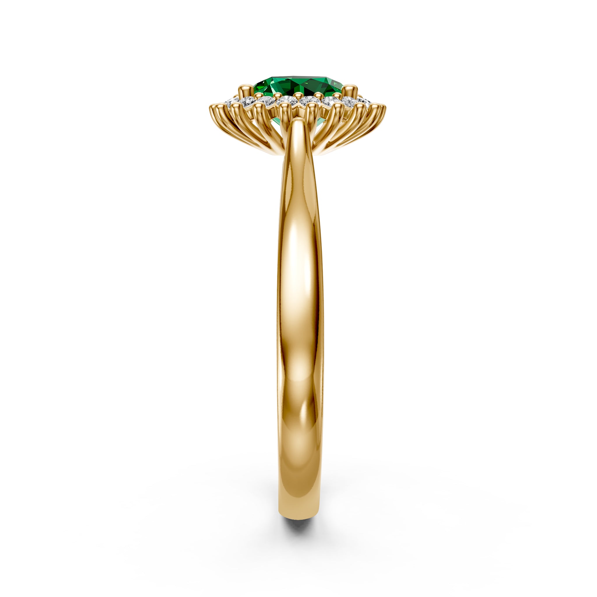 Diamond Ring with Tsavorite in Yellow Gold